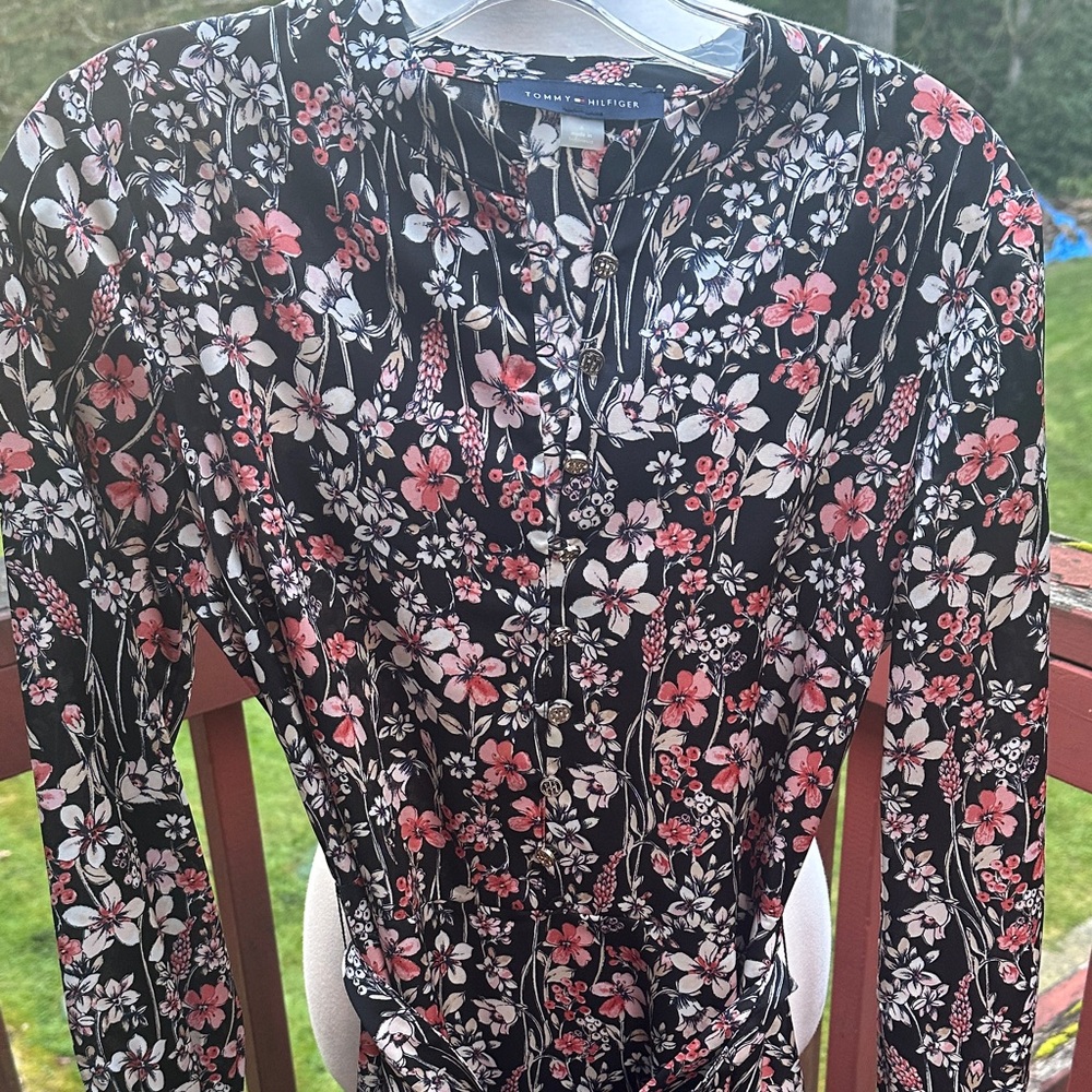 Tommy Hilfiger Black Dress with Pink & White Floral Print